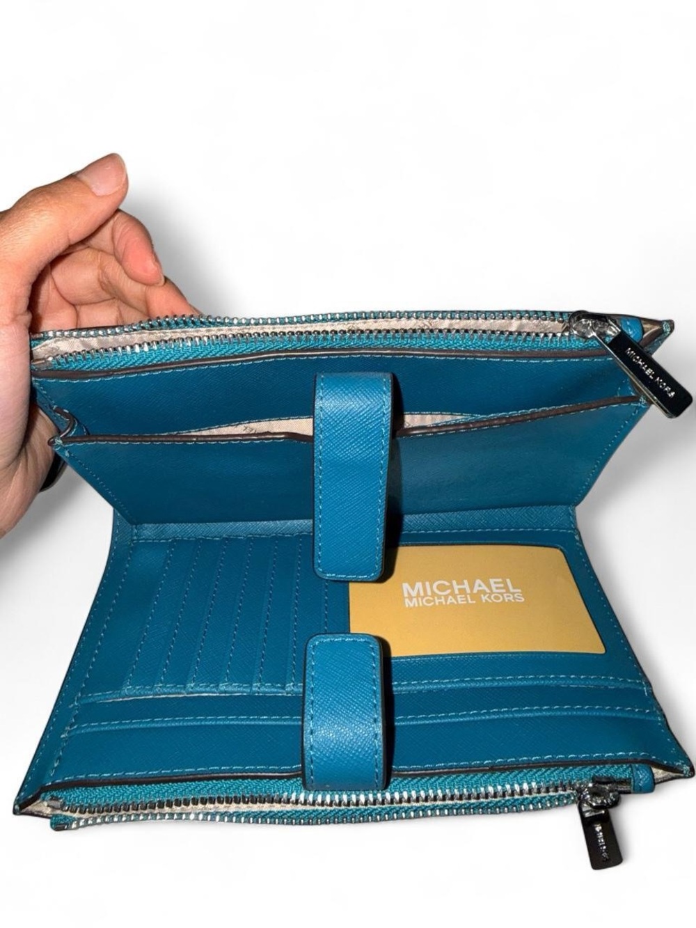 Michael Kors Teal Saffiano Wristlet Clutch - Picture 3 of 6